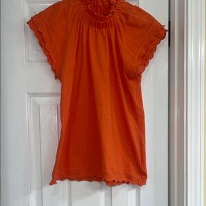 Cupio Orange Scalloped Short Sleeve Tee